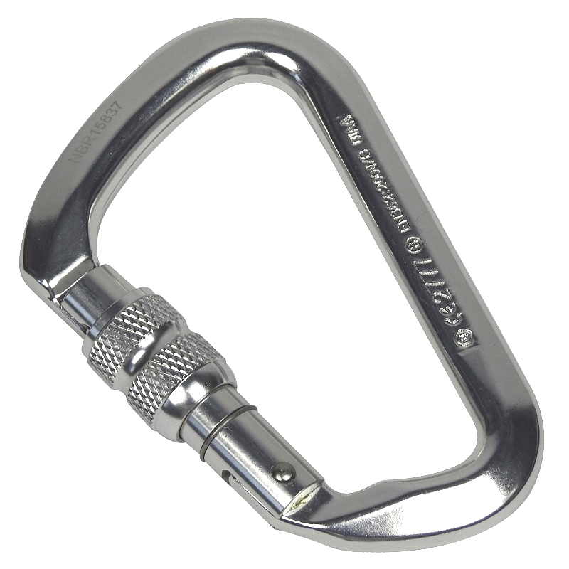 MOSQUETÃO D ASSIMÉTRICO TRAVA ROSCA KEYLOCK 28KN CE EN UIAA NBR