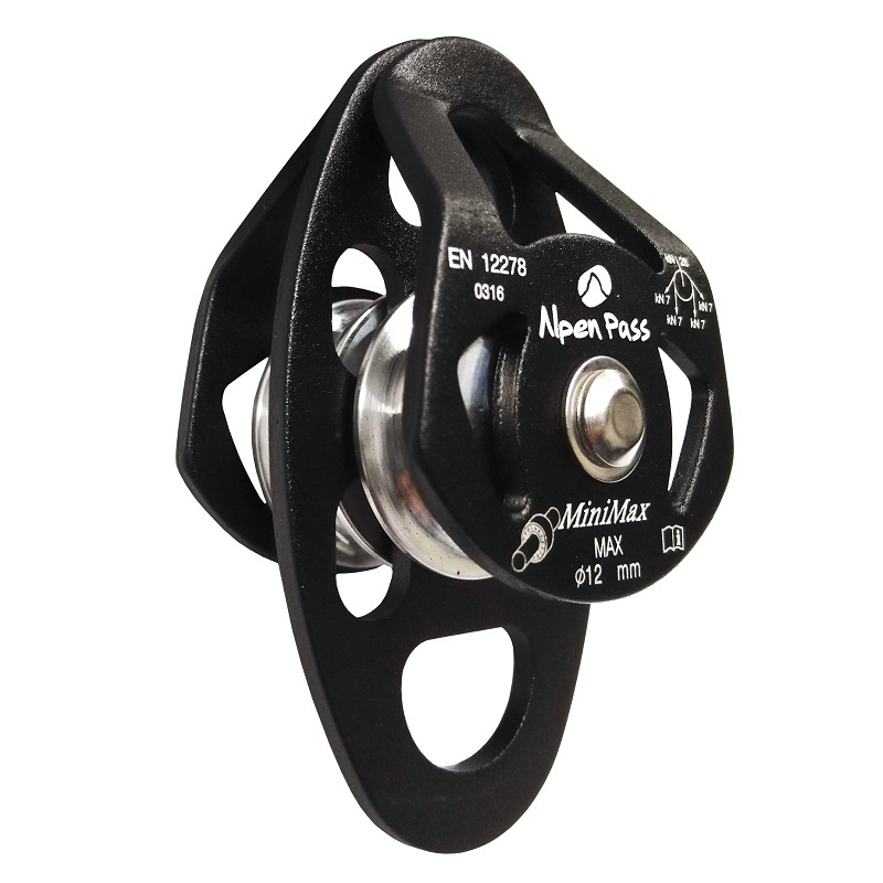POLIA DUPLA LATERAL OSCILANTE PEQUENA PARA CORDAS ATÉ 12MM ROLAMENTADA 28kN MINIMAX