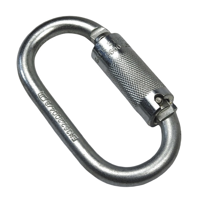   Mosquetão Oval Trava Automática Tripla 25kN Aço EN 362