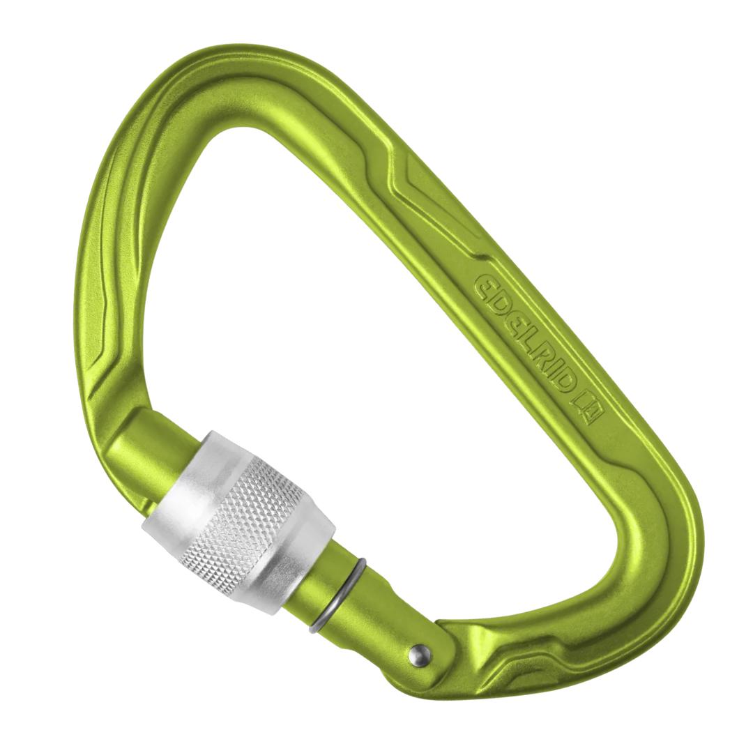 Mosquetão D Assimétrico Trava Rosca Gatilho Keylock 22kN Pure Screw III Edelrid Verde CE EN