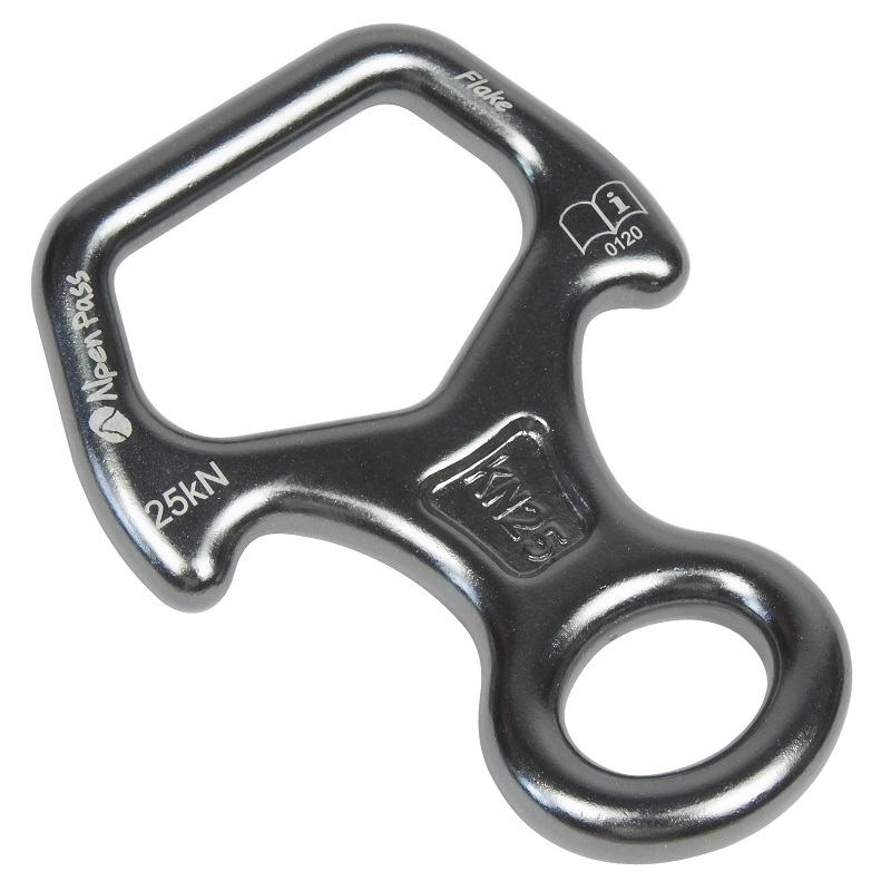 Freio Oito (Freio 8) Mini Curvo Alumínio Com Abas FLAKE 25kN Cinza