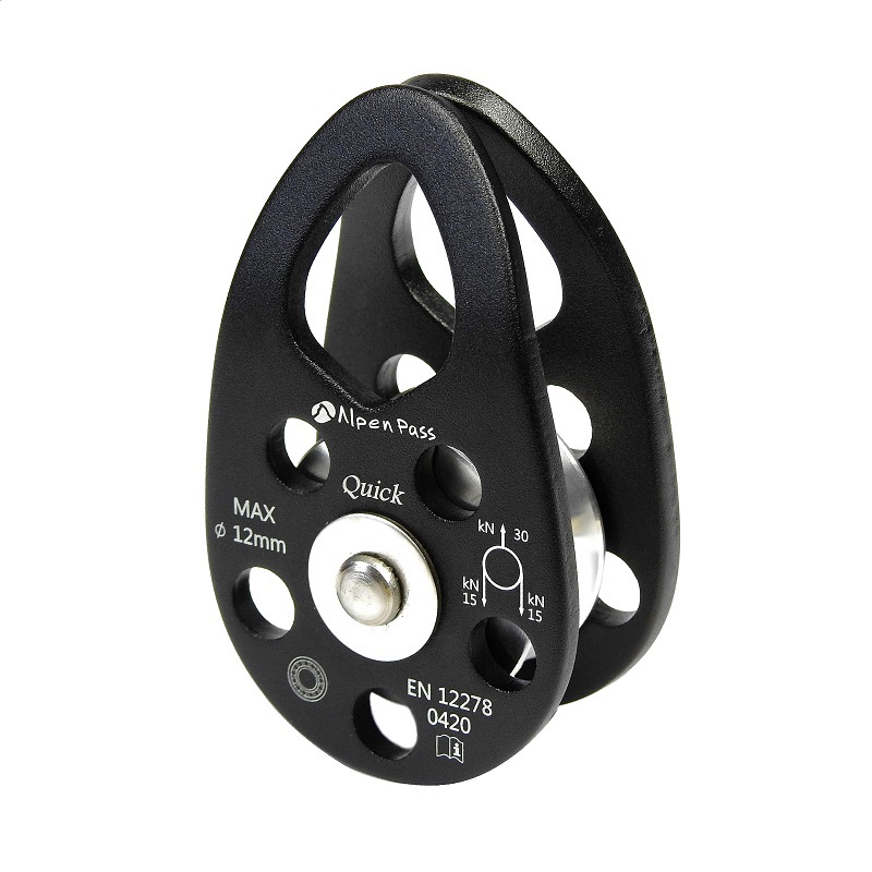 POLIA SIMPLES OSCILANTE ALUMÍNIO ROLAMENTADA 30KN CORDA 12MM QUICK