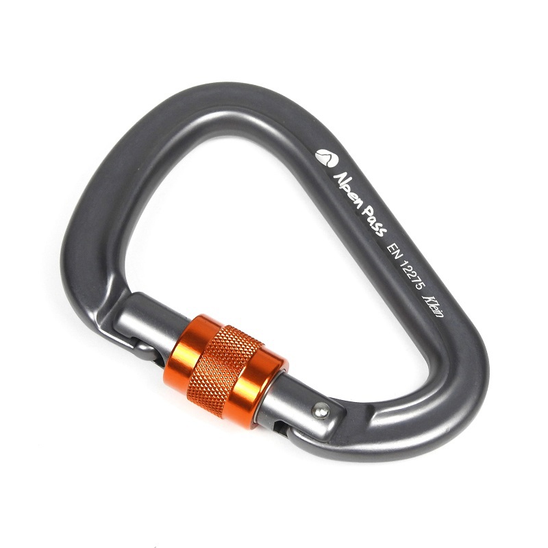 Mosquetão HMS (Pera) Mini Trava Rosca Keylock 28kN KLEIN Cinza