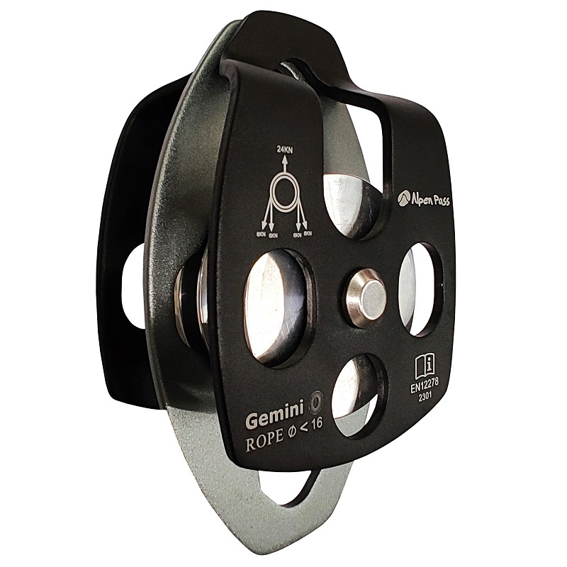 POLIA DUPLA LATERAL OSCILANTE ROLAMENTADA PARA CORDAS ATÉ 16MM 24KN GEMINI