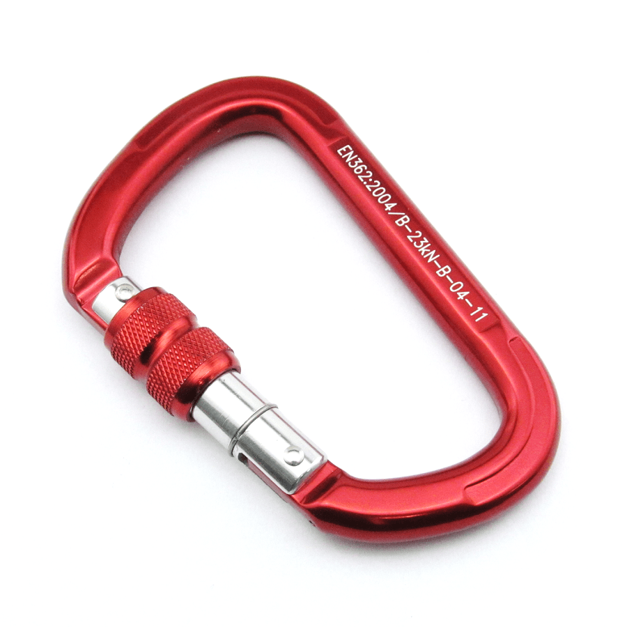 Mosquetão D Assimétrico Large Trava Rosca 23 kN Vermelho