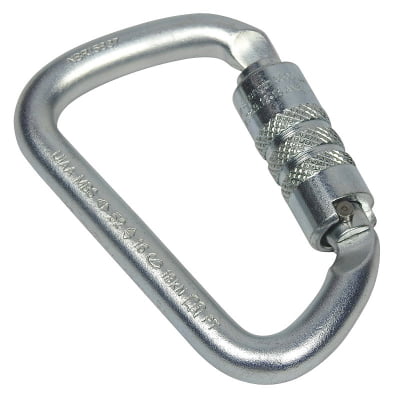 MOSQUETÃO D ASSIMÉTRICO AÇO TRAVA AUTOMÁTICA DUPLA KEYLOCK 52KN CE EN UIAA ANSI CSAus NBR