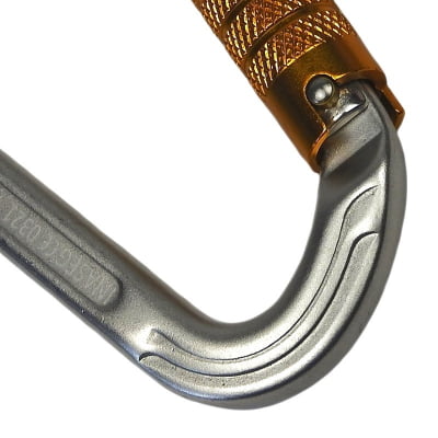   Mosquetão HMS Pera Trava Automática Tripla Keylock 27kN Alumínio Polido com Trava Amarela CE 0321