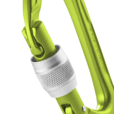 Mosquetão D Assimétrico Trava Rosca Gatilho Keylock 22kN Pure Screw III Edelrid Verde CE EN