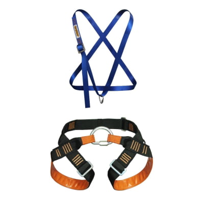 KIT CADEIRINHA BASIC ESPELEOLOGIA E PEITORAL FIGUEIRA COM MALHA RÁPIDA DELTA 5MM AÇO E MEIA LUA 10MM AÇO