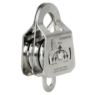 POLIA DUPLA PARALELA LEMMON ALPIMONTE 60kN AÇO INOX CORDAS ATÉ 13MM