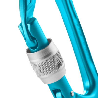 Mosquetão D Assimétrico Trava Rosca Gatilho Keylock 22kN Pure Screw III Edelrid Azul CE EN