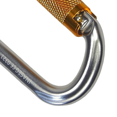   Mosquetão Oval Trava Automática Dupla Keylock 23kN Alumínio Polido com Trava Amarela