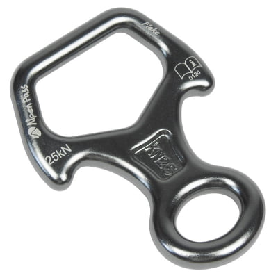 Freio Oito (Freio 8) Mini Curvo Alumínio Com Abas FLAKE 25kN Cinza