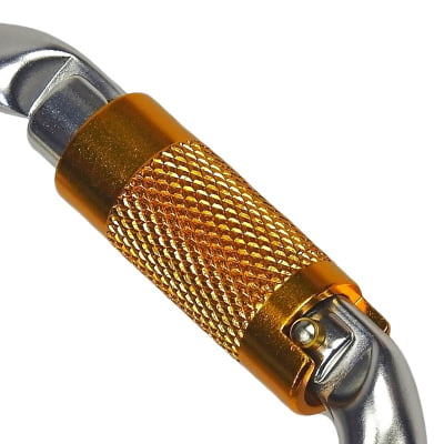   Mosquetão Oval Trava Automática Dupla Keylock 23kN Alumínio Polido com Trava Amarela