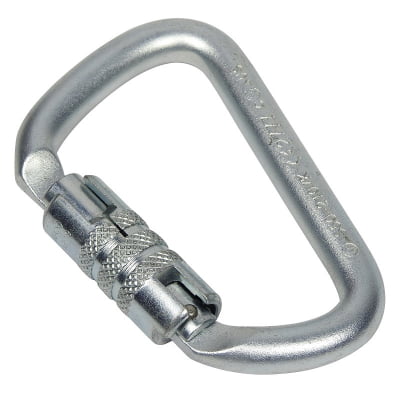 MOSQUETÃO D ASSIMÉTRICO AÇO TRAVA AUTOMÁTICA DUPLA KEYLOCK 52KN CE EN UIAA ANSI CSAus NBR