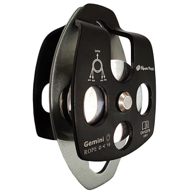 POLIA DUPLA LATERAL OSCILANTE ROLAMENTADA PARA CORDAS ATÉ 16MM 24KN GEMINI