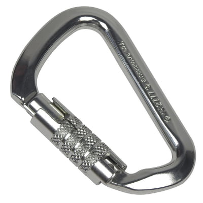 MOSQUETÃO D ASSIMÉTRICO TRAVA AUTOMÁTICA TRIPLA KEYLOCK 28KN CE EN UIAA NBR