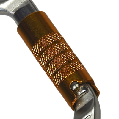   Mosquetão HMS Pera Trava Automática Tripla Keylock 27kN Alumínio Polido com Trava Amarela CE 0321