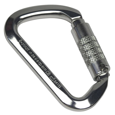 MOSQUETÃO D ASSIMÉTRICO TRAVA AUTOMÁTICA TRIPLA KEYLOCK 28KN CE EN UIAA NBR