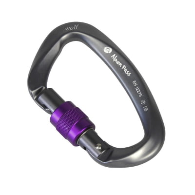 Mosquetão D Assimétrico Trava Rosca Gatilho Keylock 28kN EN WOLF Cinza Chumbo