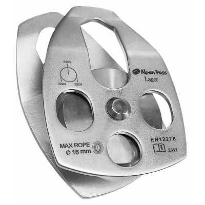 Polia Simples Oscilante Inox Corda e Cabo de Aço até 16mm  Rolamentada 44kN LAGER