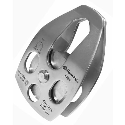 Polia Simples Oscilante Inox Corda e Cabo de Aço até 16mm  Rolamentada 44kN LAGER