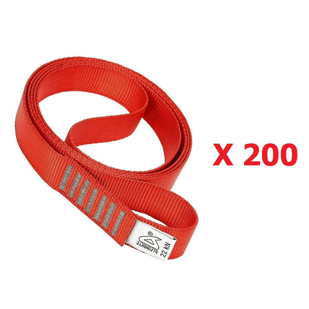 Kit 200 PEÇAS - ANEL DE FITA TUBULAR 30CM 25MM 22KN VERMELHO ALPIMONTE®
